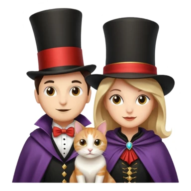magician couple and their pet cat sticker
