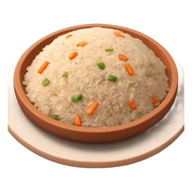 fried rice with mixed of brown rices on a terra cotta plate (no vegetables) sticker