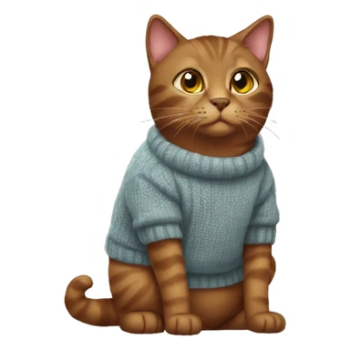 Brown cat wearing a jumper sticker