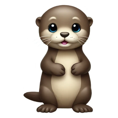 Cute baby otter. Wearing mittens. Full body.  sticker