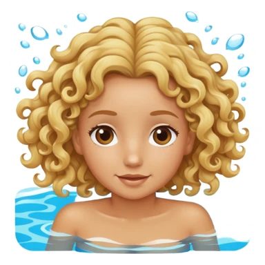 Fille blonde bouclée bronzée qui nage dans un piscine  sticker