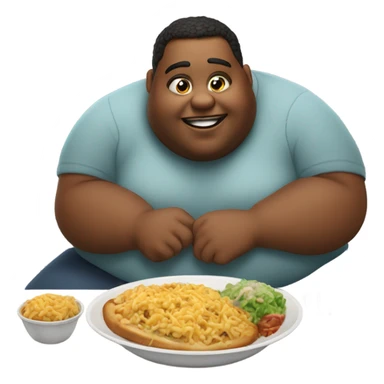 Fat person eating sticker
