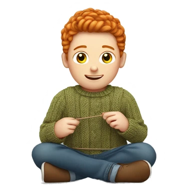 ginger boy knitting a sweater sticker