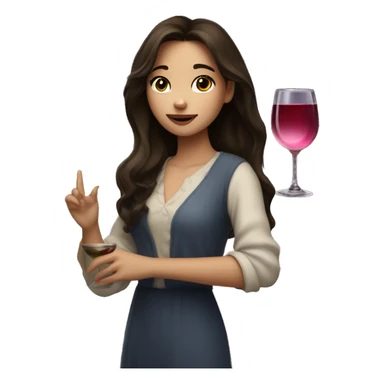 Medium-haired Brunette Girl near the moon with wineglass in hand sticker