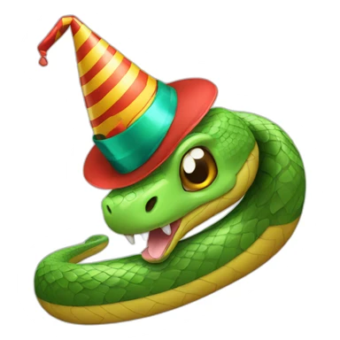 snake with a party hat sticker