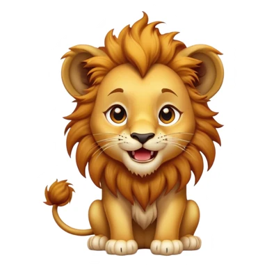 Cinematic Comical Lion Cub Portrait Emoji, Head tilted dramatically with an exaggeratedly amused expression, featuring a striking tawny Fur with a flamboyant mane and wide, expressive amber eyes filled with playful disbelief, Simplified yet hilariously expressive features, highly detailed, glowing with a slightly sassy glow, high shine, dramatic yet playful, stylized with an air of cheeky jungle mischief, bright and endearing, soft glowing outline, capturing the essence of a spirited and over-the-top Lion Cub, so meme-worthy it feels like it could roar its way into internet fame instantly! sticker