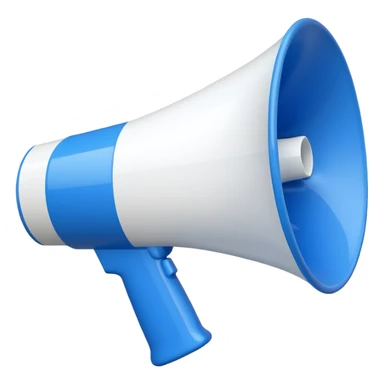 3d cartoonish blue and white megaphone  sticker