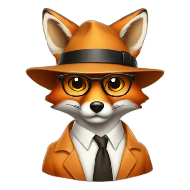fox wearing a detective hat and glasses sticker