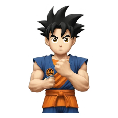 Goku con un bloque de tierra en la mano  sticker
