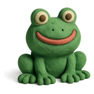 happy frog in claymation style sticker