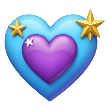 Créame un corazón con color azul y morado y dentro una estrella y una luna sticker