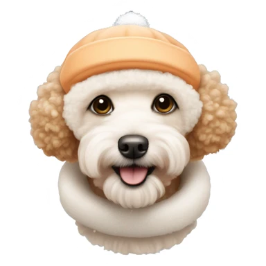 Small cute apricot Poodle with snow hat  sticker