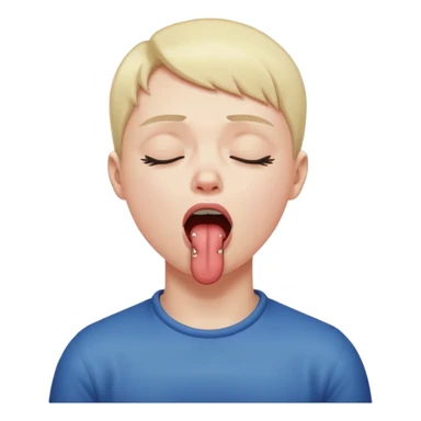 Choking itself while eyes are closed sticking tongue out sticker