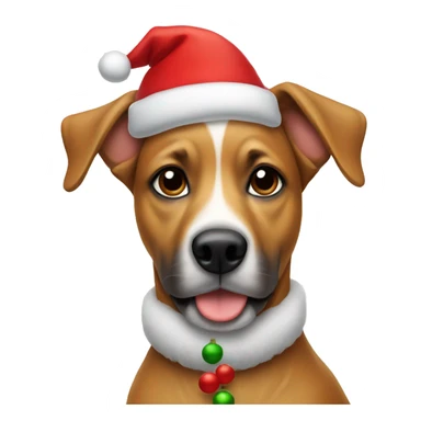 Dog wearing a Christmas hat sticker