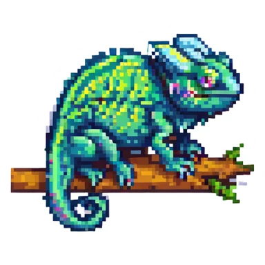 pixel art chameleon, vibrant colors, simple background sticker