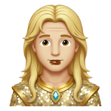 Adonis, God of Beauty with long golden blonde hair, cream sequin outfit sticker