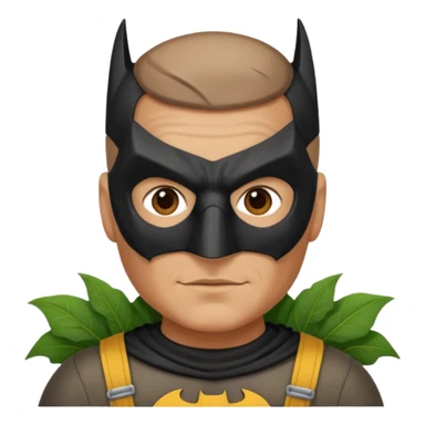 gardener with tanned skind and batman mask brown eyes and buzzcut sticker