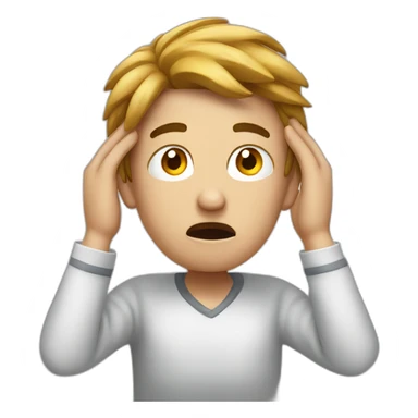 Realistic emoji of a stressed person with hands holding their head. sticker