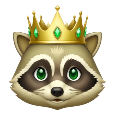 Bright green Racoon , with jewelled gold crown sticker