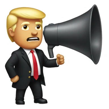 trump holds loudspeaker sticker