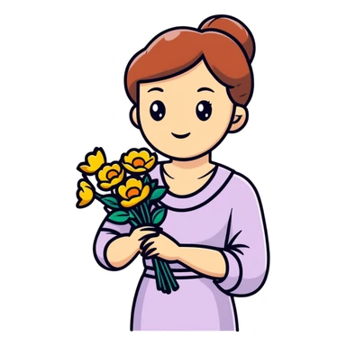 Lady with flowers sticker