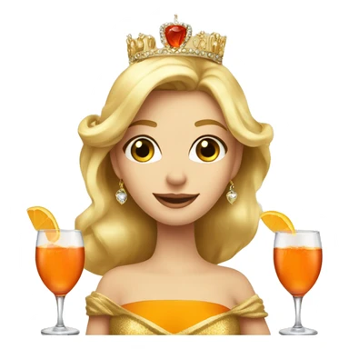 beautiful blond princess with crown in a golden dress drinking aperol sticker