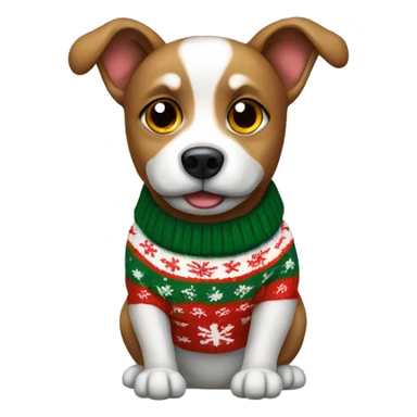 Dog wearing Christmas sweater sticker