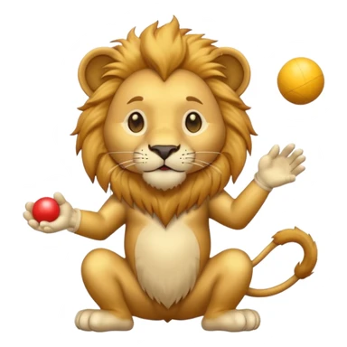 a Circus cute lion juggling two metal ball sticker