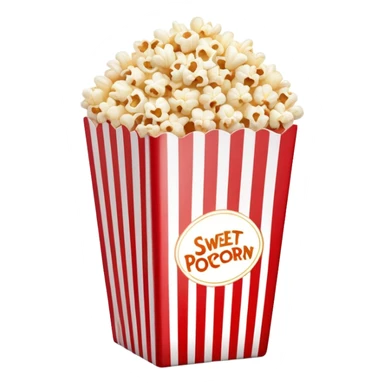 minimalist sweet popcorn in a red and white vertically striped package, simple clean design, fewer details sticker