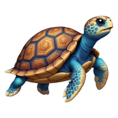 Quasar Turtle emoji – full body, massive cosmic turtle with glowing shell like a galaxy vortex, star patterns, slight side angle sticker