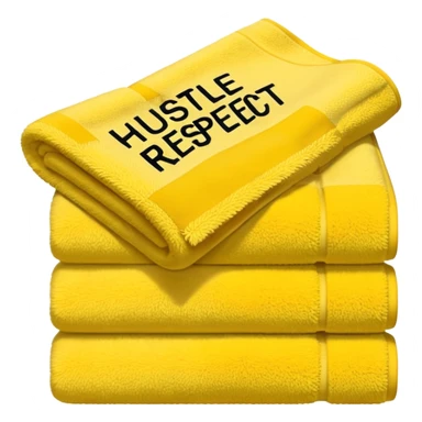 A Yellow Towel with the words “Hustle Loyalty respect” sticker
