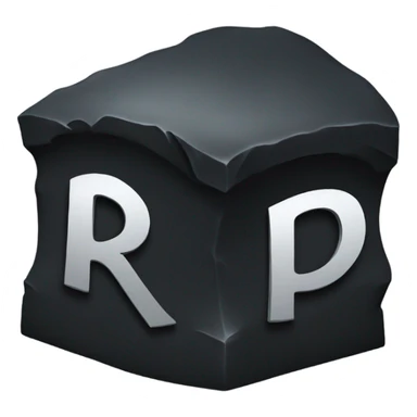 a black grave with the letters RIP on a silver  sticker