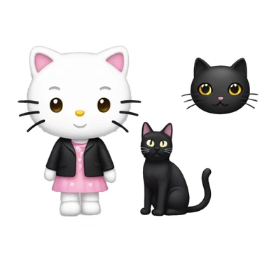 Hello kitty with a black cat  sticker