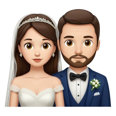 scottish man with stubble, brunette woman wedding sticker