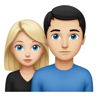 Pretty blonde girl with blue eyes bent over and guy with black hair standing behind her sticker
