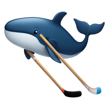 A whale holding a hockey stick sticker