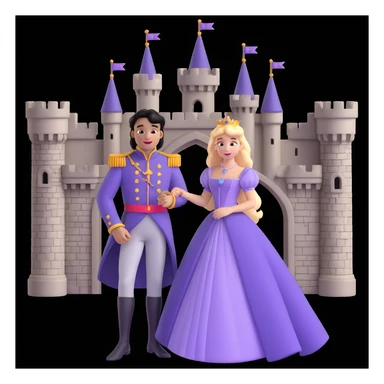 prince and princess disny dress close up photo in castle sticker