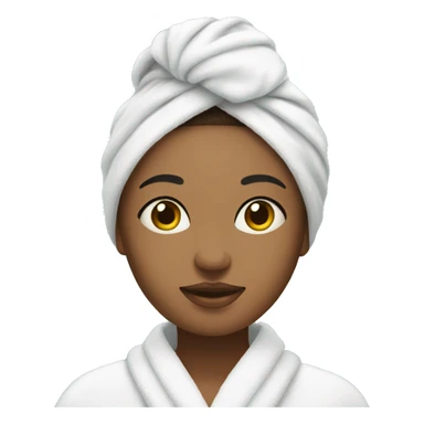 Girl with towel on head and skincare mask on face with robe on sticker