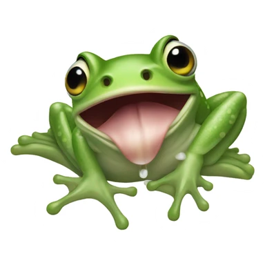Frog catching a fly with long tongue sticker