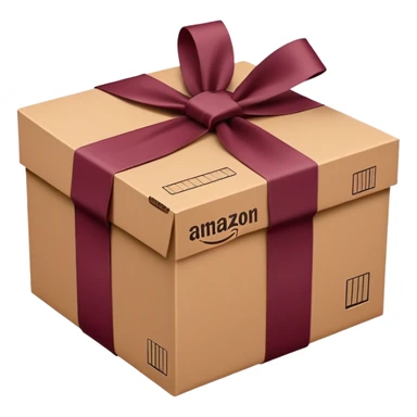 Amazon package with burgundy amazon logo sticker