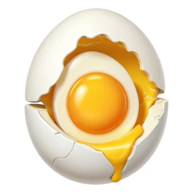 egg object icon, cracked egg with yolk, 3D cartoon, mobile game icon style, clean background, no text, no watermark
 sticker