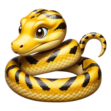 cinematic-cute-anaconda-portrait-emoji,-head-tilted-playfully-and-inquisitively,-with-a-sleek,-shimmering-body-adorned-with-detailed-scale-sriped patterns-and-round,-sparkling-eyes-full-of-wonder,-simplified-yet-irresistibly-adorable-features sticker