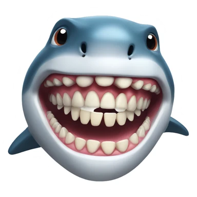 a shark with human dentures sticker