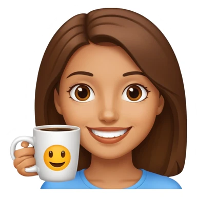smiling girl with coffee mug sticker