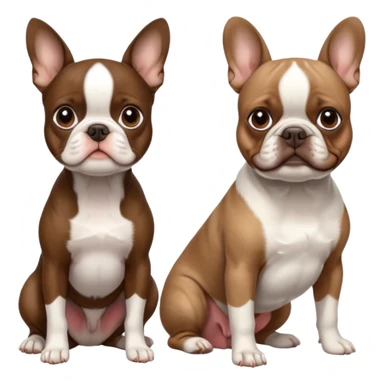 Skinny brown colored Boston terrier and pure white colored French bulldog sticker
