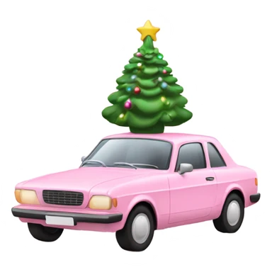 Christmas light pink car with Christmas tree sticker