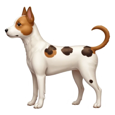 White dog with brown spots with only three legs, from the side  sticker