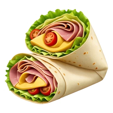 burrito wrap with lettuce tomatoes and ham inside sticker