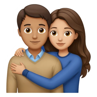 Tall Tan guy with straight hair hugging medium light skin brunette wavy girls  sticker