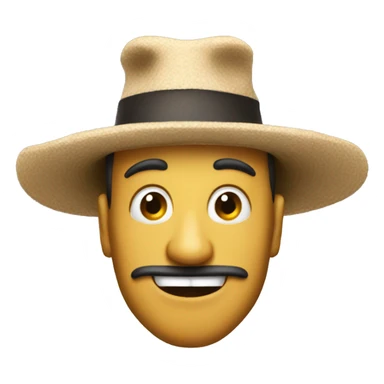 Man with comically large hat sticker